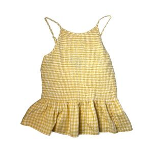Angie Smocked Peplum Cami Top Yellow Gingham Size M